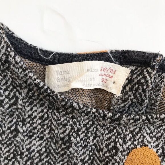ZARA gray mustard dot dress EUC 18-24 months - Picture 4 of 5